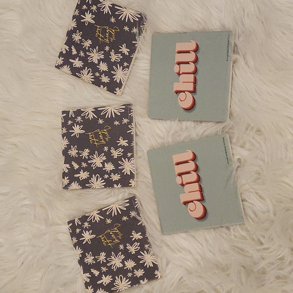 Thirtystone 5 new coasters "Good things ahead" and "chill" for drinks bar
